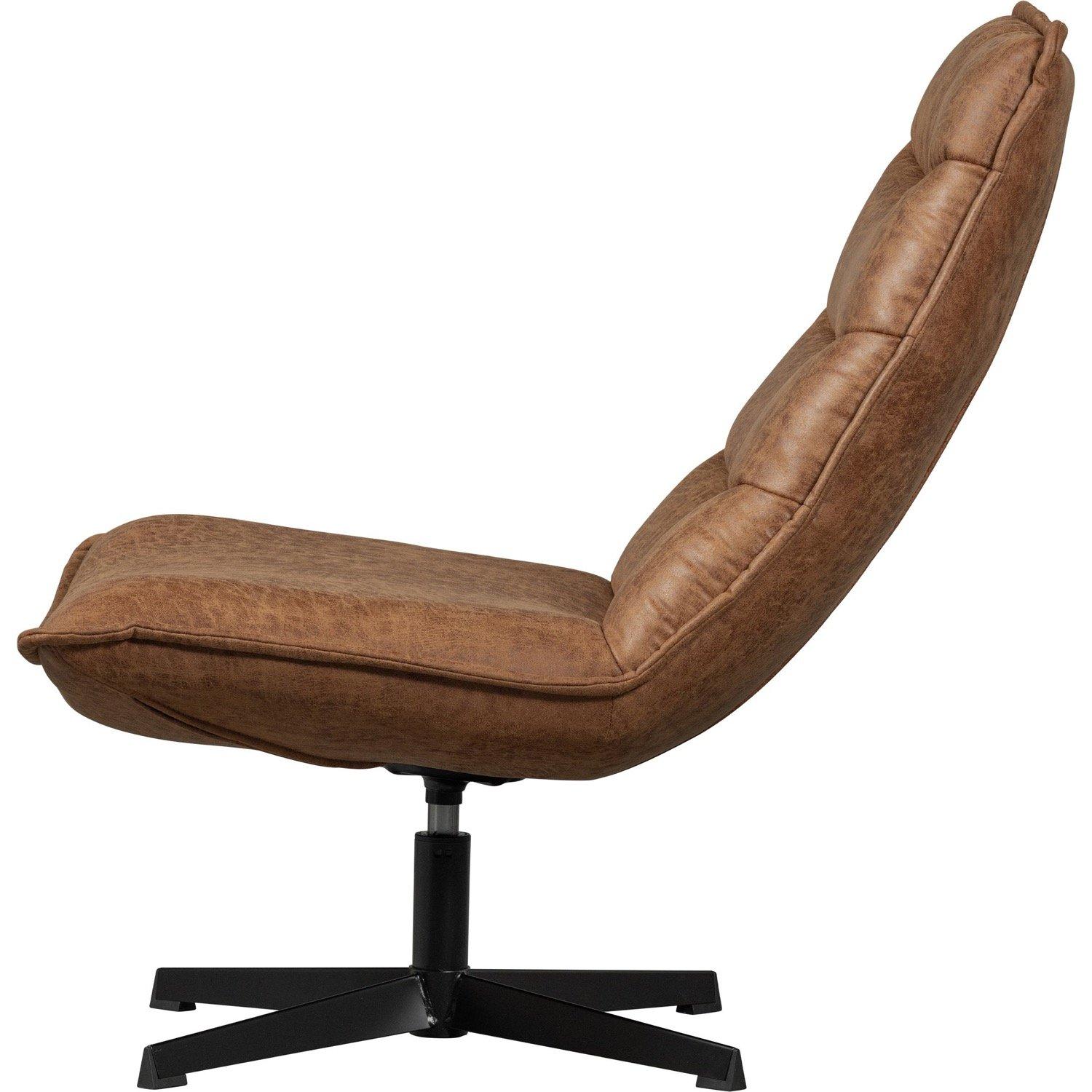 mutoni Fauteuil pivotant Nika aspect cuir cognac  