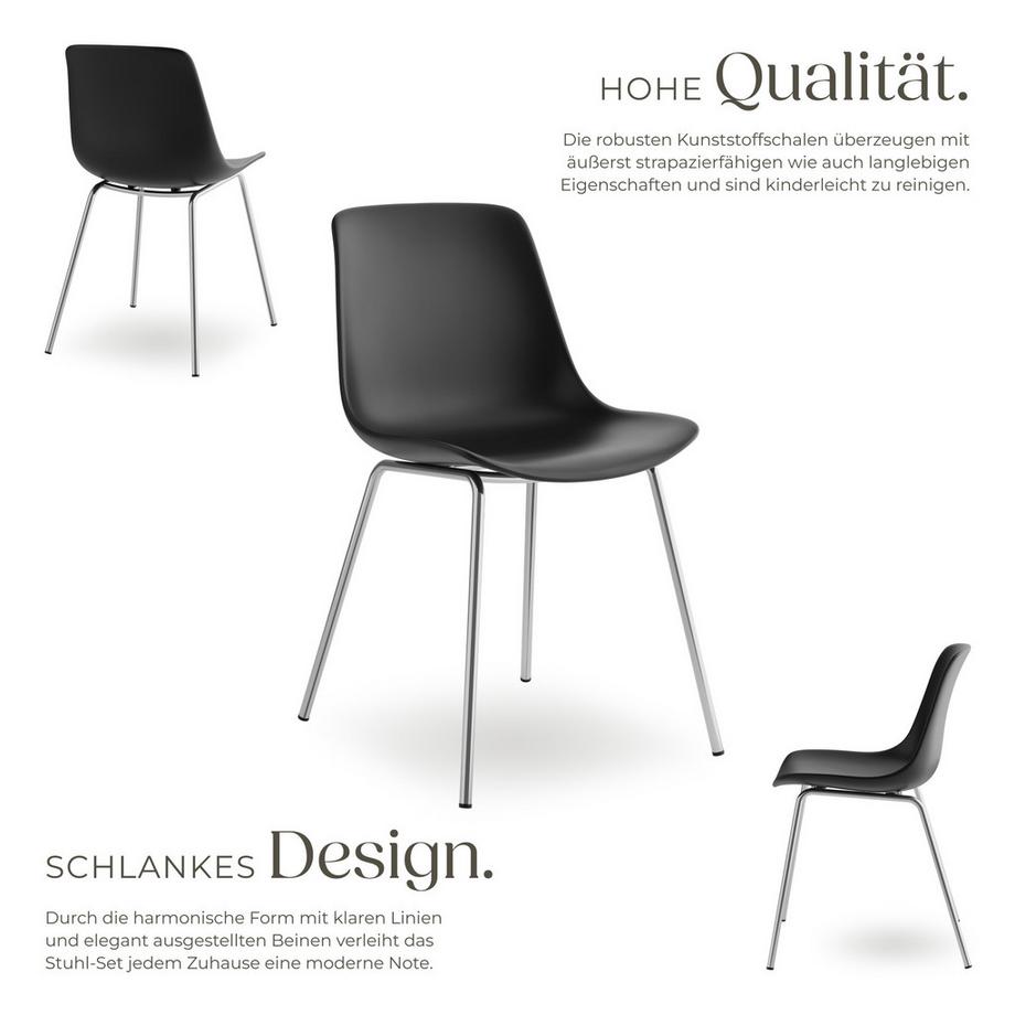 Tectake Kunststoffstuhl Mave  große Kunststoffschale ergonomische Form mit hoher Rückenlehne  