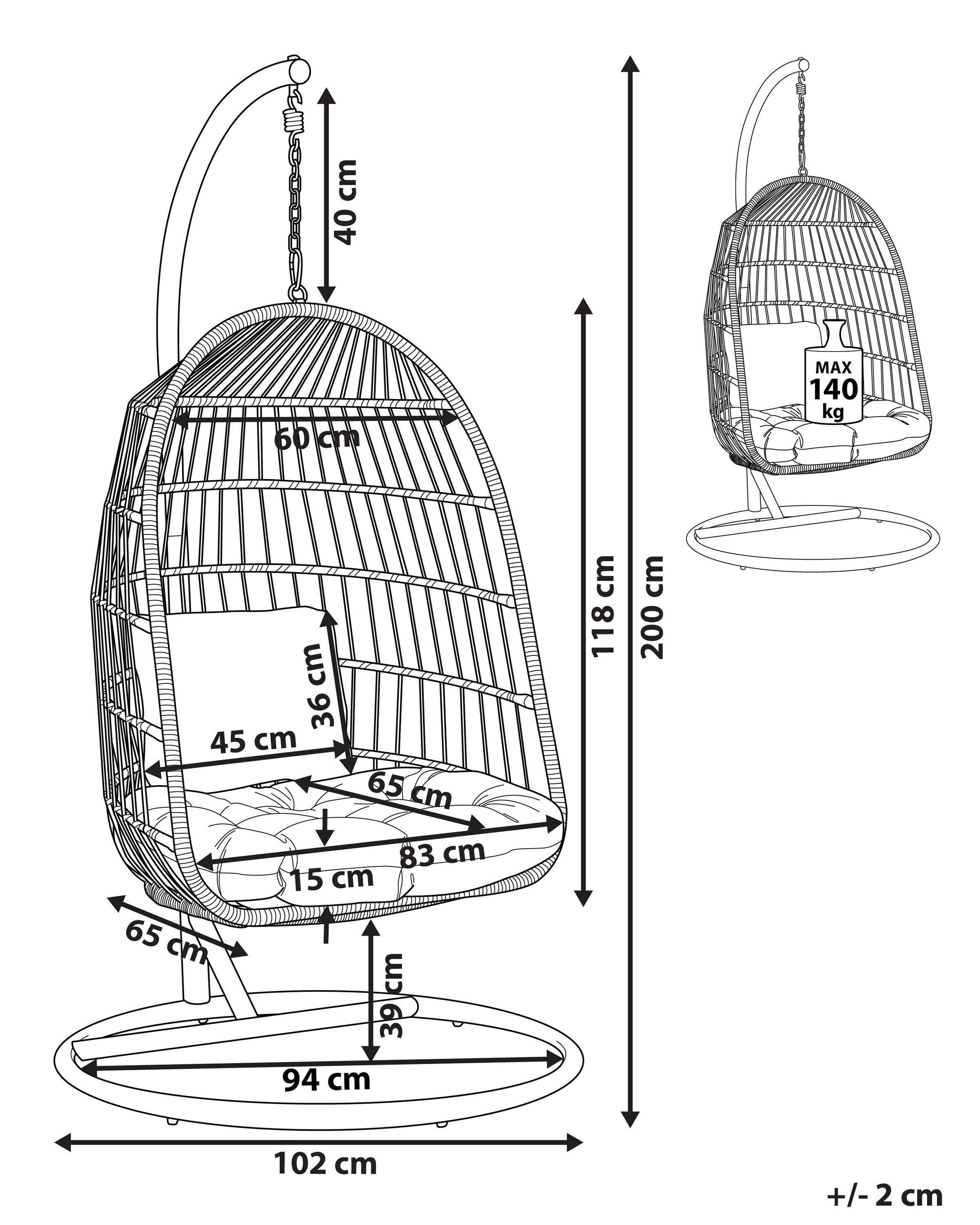 Beliani Hängesessel mit Gestell aus PE Rattan Boho ALLERA  