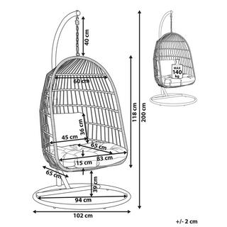 Beliani Poltrona sospesa con supporto da pavimento en Rattan sintetico Boho ALLERA  