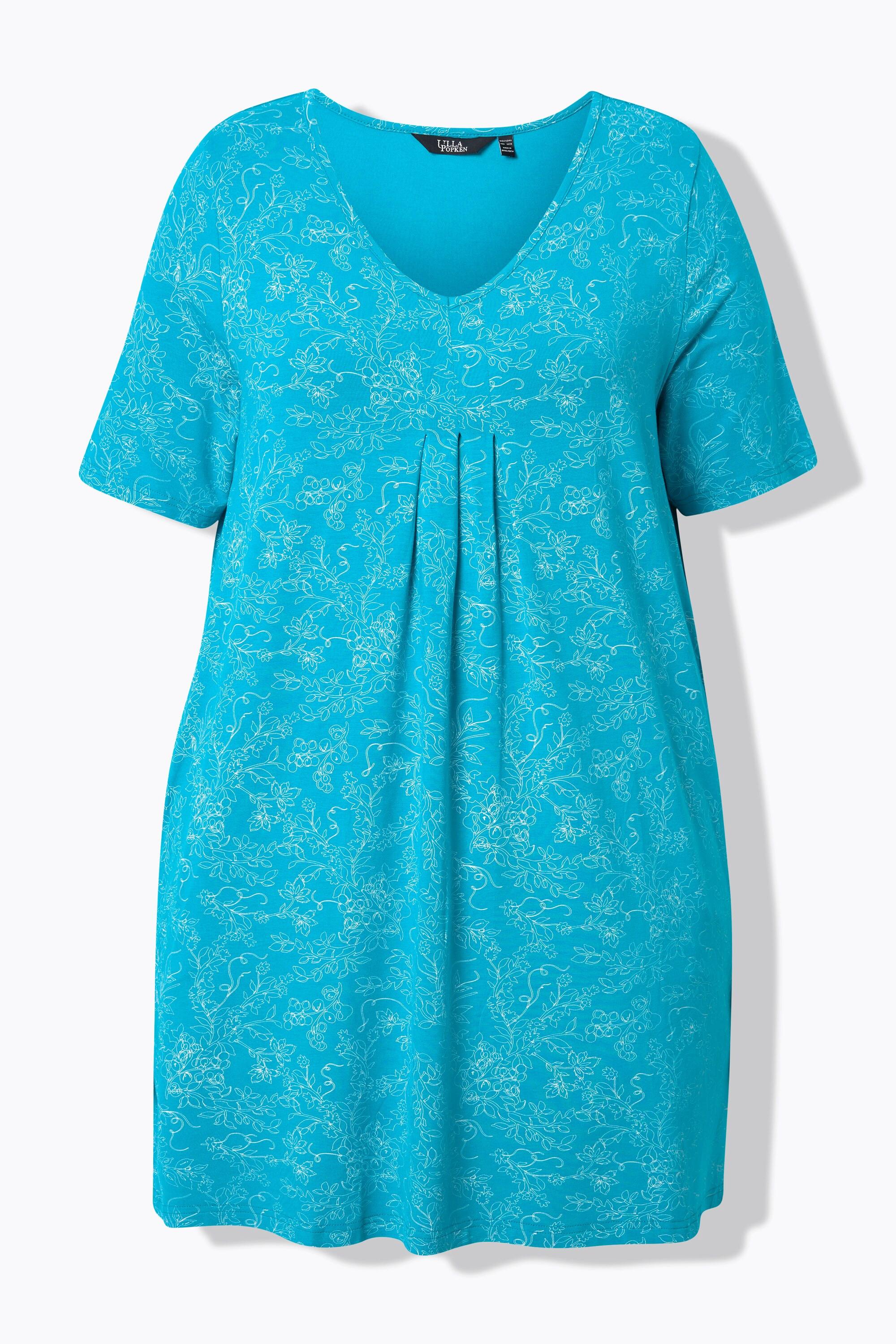 Ulla Popken Maglia lunga stampa floreale Scollo a V Mezze maniche  