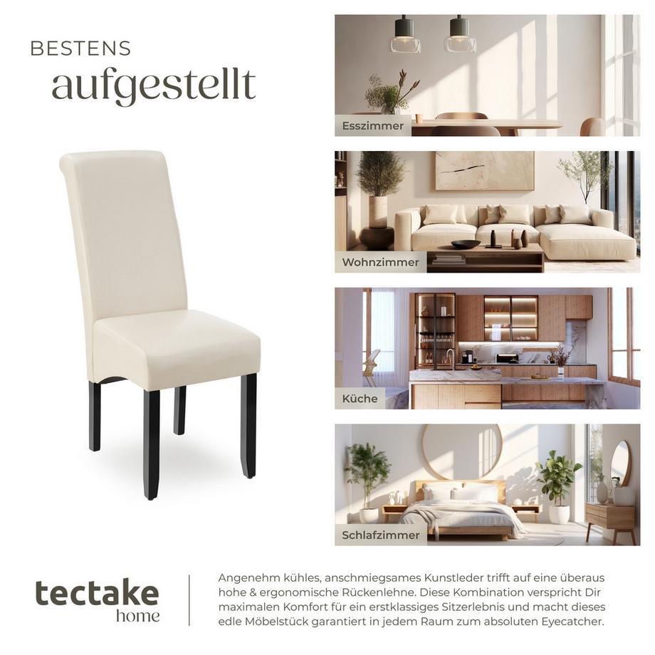 Tectake Chaise de salle à manger  avec revêtement en cuir synthétique  