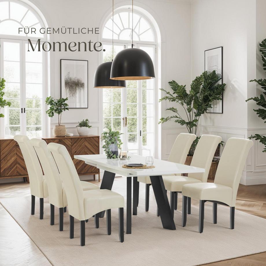 Tectake Chaise de salle à manger  avec revêtement en cuir synthétique  