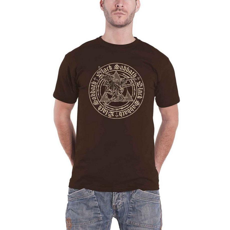 Black Sabbath Henry T-Shirt mit Emblem Logo Pyramiden Print  