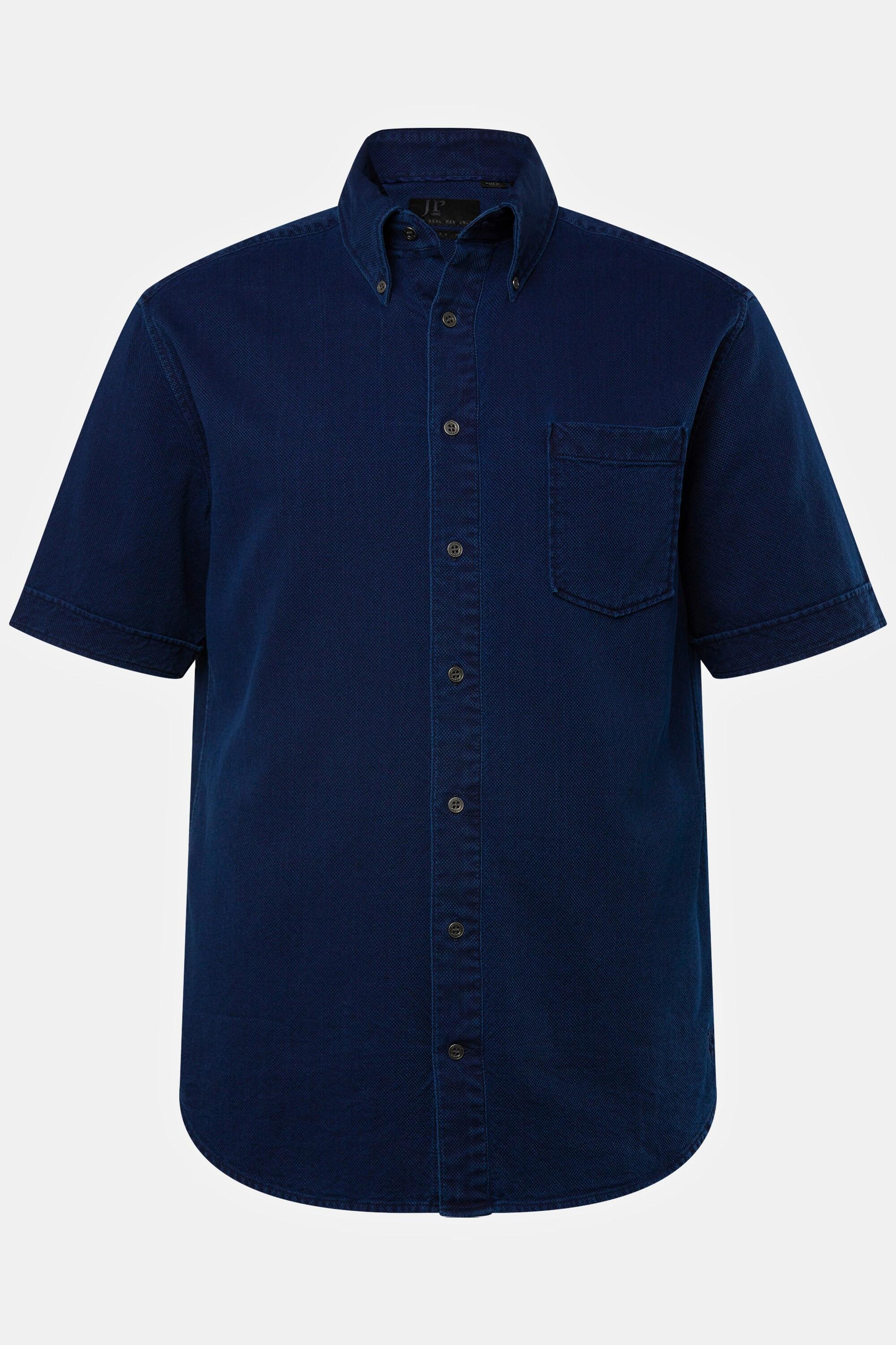 JP1880  Chemise à manches courtes et col à pointes boutonnées. Coupe Modern Fit jean bleu foncé 