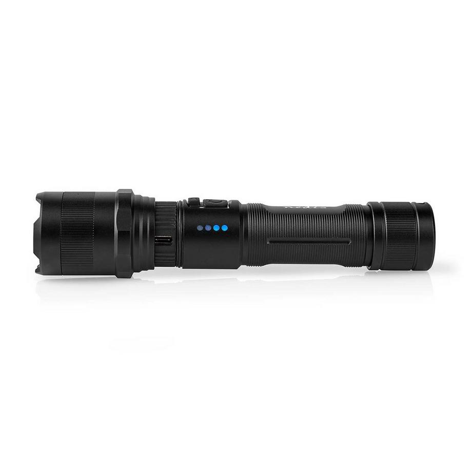 Nedis  LED Taschenlampe | Batterie betrieben | 3,7 V DC | 10 W | Gebaut -in lithium ion | Batterien enthalten | Wiederaufladbar | Angegebener leuchtender Fluss: 1000 LM | Beleuchtungsbereich: 110 m | Strahlungswinkel: 9,5 ° 