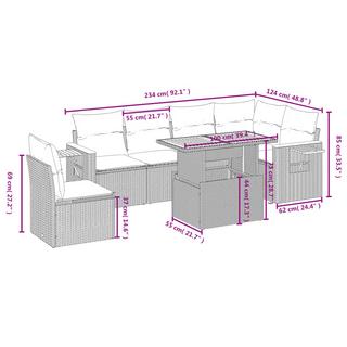 VidaXL Ensemble de canapés de jardin rotin synthétique  