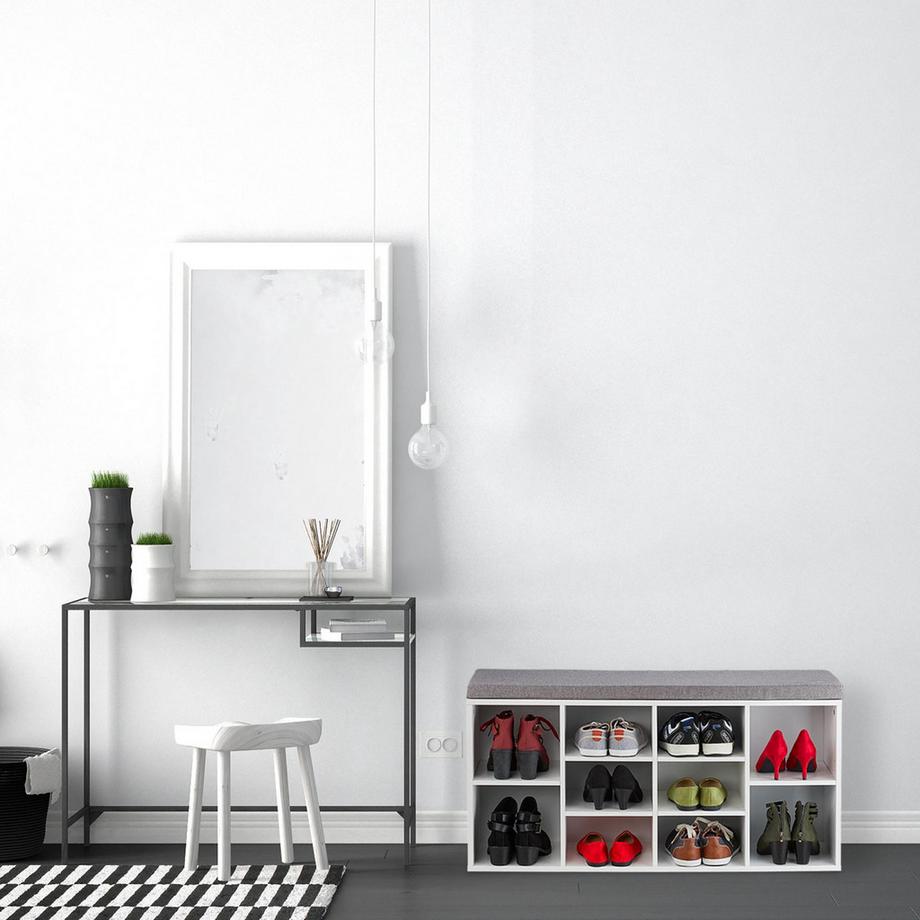 B2X Panca portascarpe bianca con 10 scomparti  