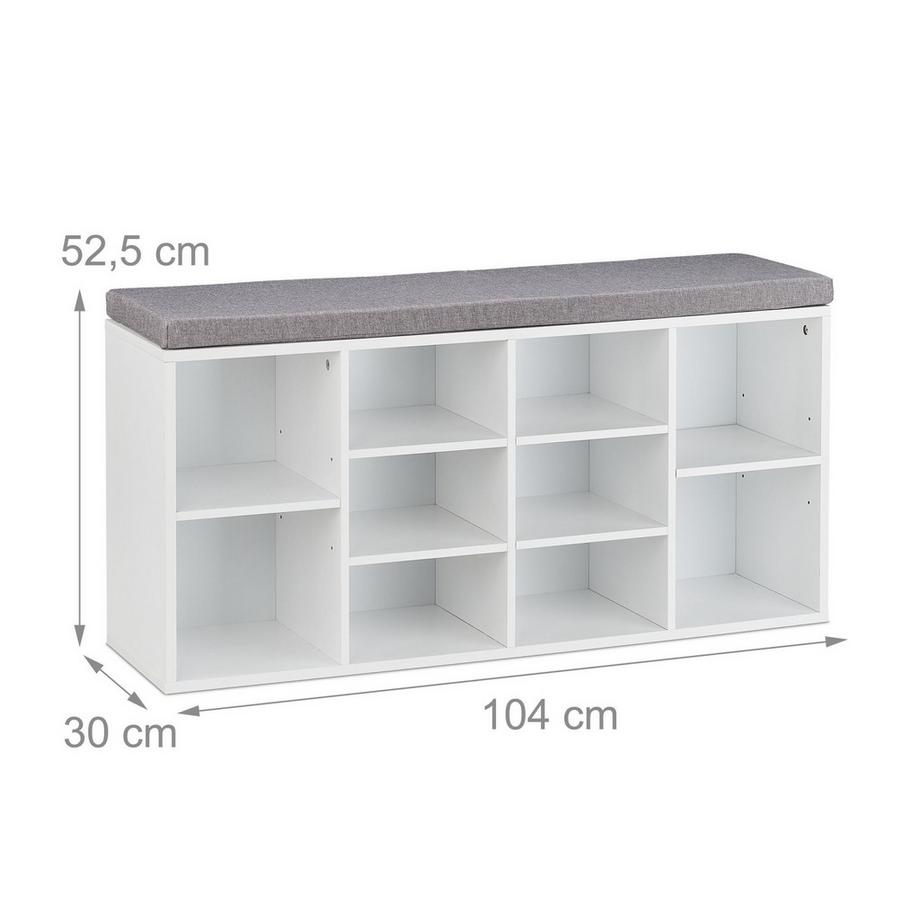 B2X Panca portascarpe bianca con 10 scomparti  