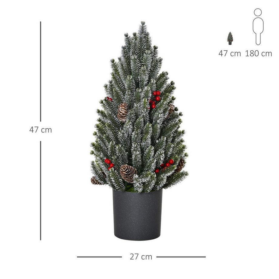 Northio Table De Sapin De Noël Artificiel Sapin De Noël 170 Branches Design Enneigé Avec Socle En Plastique Baies Pommes De Pin Pe Pvc Ø27 X 47 Cm  