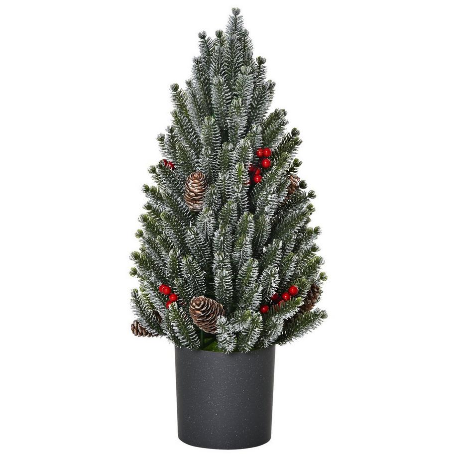 Table De Sapin De Noël Artificiel Sapin De Noël 170 Branches Design Enneigé Avec Socle En Plastique Baies Pommes De Pin Pe Pvc Ø27 X 47 Cm