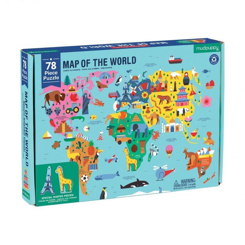 mudpuppy  78pc Geography Puzzle, Map of the World, Mudpuppy 