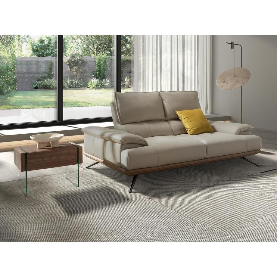 ANGEL CERDA Meuble de chevet en noyer et verre trempé  