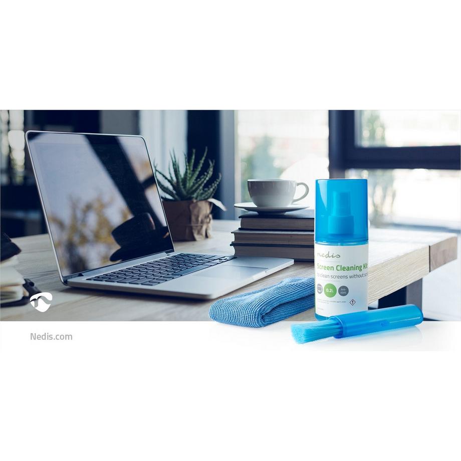 Nedis  Bildschirmreiniger | Sprühen | 200 ml | Notebook / Smartphone / Tablet / TV-Bildschirm | Wischer inklusive 