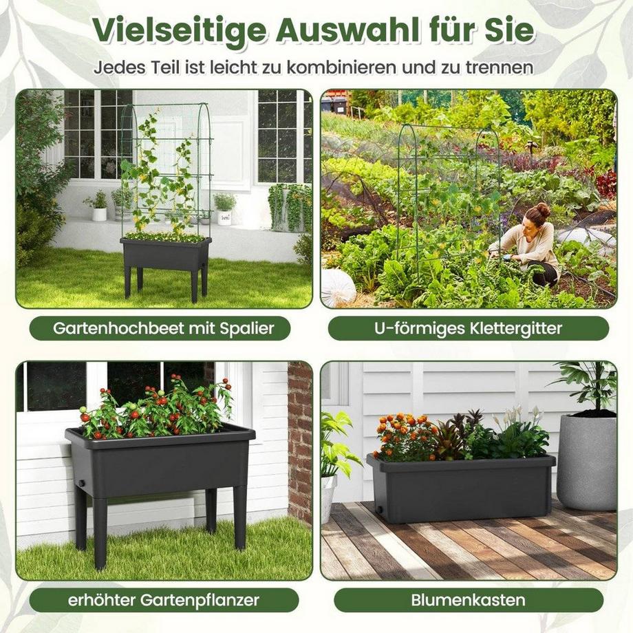 Northix Selbstbewässerndes Hochbeet mit Spalier & Wasserstandsanzeige & Entwässerungslöchern  