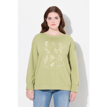 Sweatshirt, Motif Floral, Encolure Ronde, Manches Longues, Coton Bio