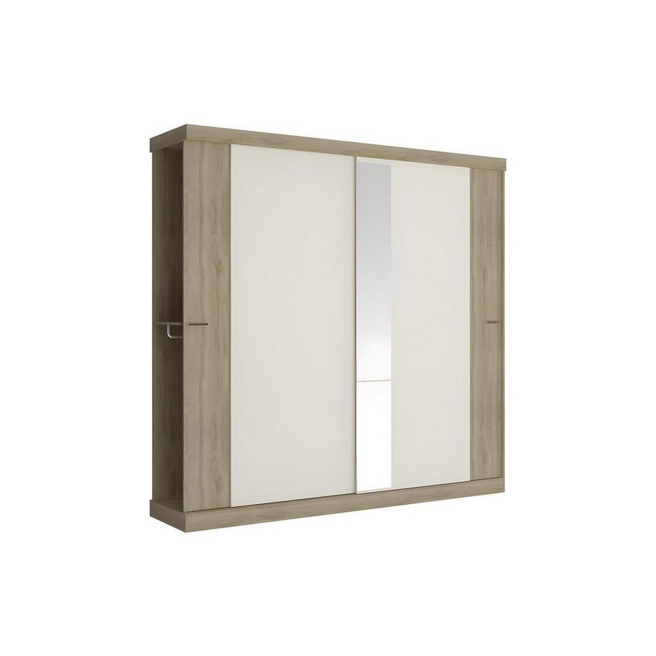 Vente-unique Armadio 2 ante scorrevoli con specchio 1 Quercia e Avorio ADALRIK  