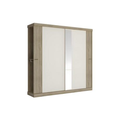 Vente-unique Armoire ADALRIK II 2 portes coulissantes Avec miroir L1Chêne Ivoire  