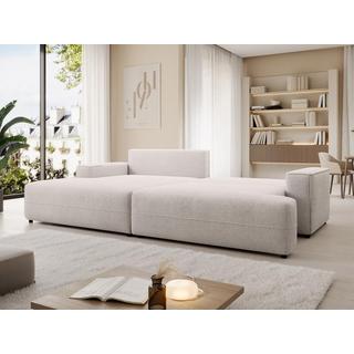 Vente-unique Ecksofa mit Schlaffunktion - Ecke links - Strukturstoff - Beige - BREGLIO  