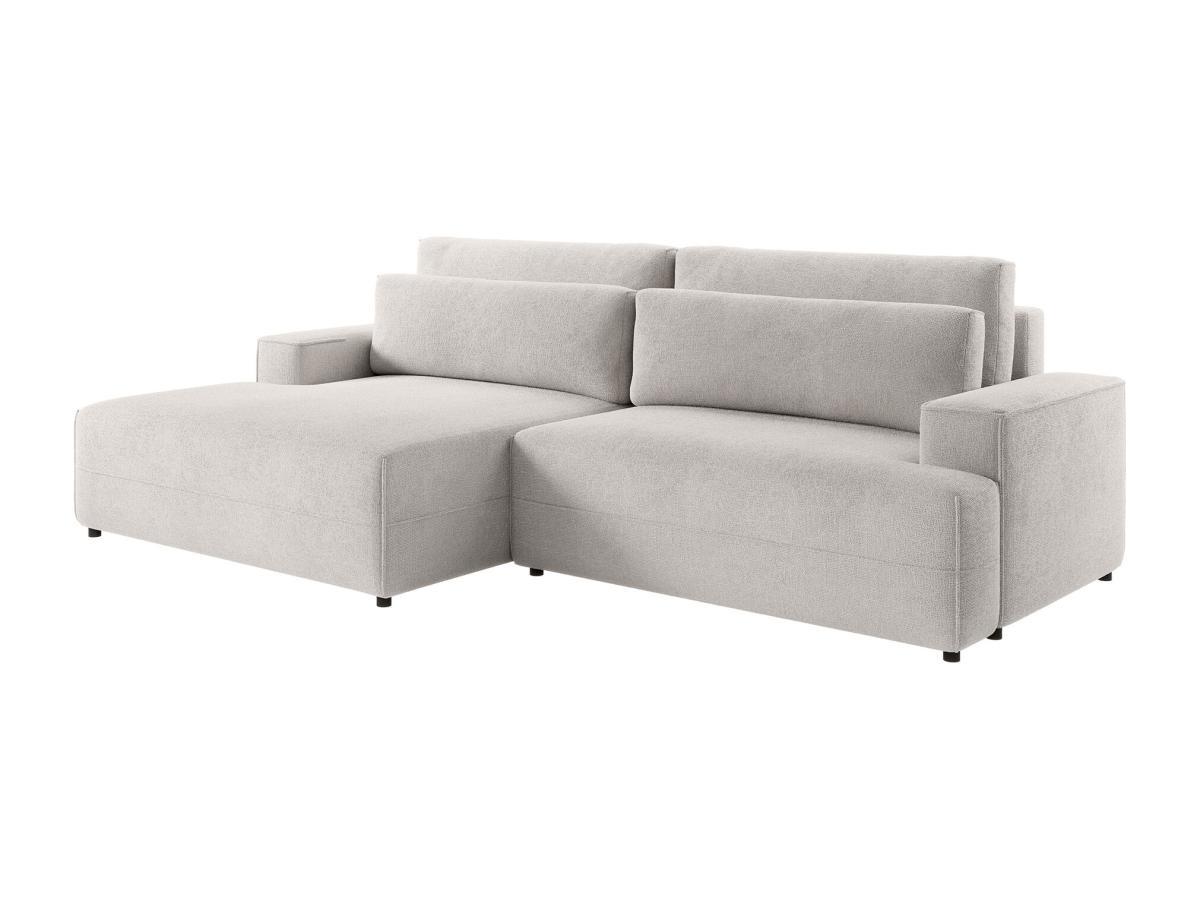 Vente-unique Ecksofa mit Schlaffunktion - Ecke links - Strukturstoff - Beige - BREGLIO  