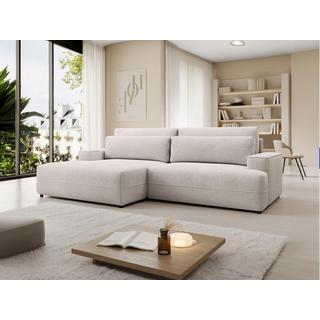 Vente-unique Ecksofa mit Schlaffunktion - Ecke links - Strukturstoff - Beige - BREGLIO  