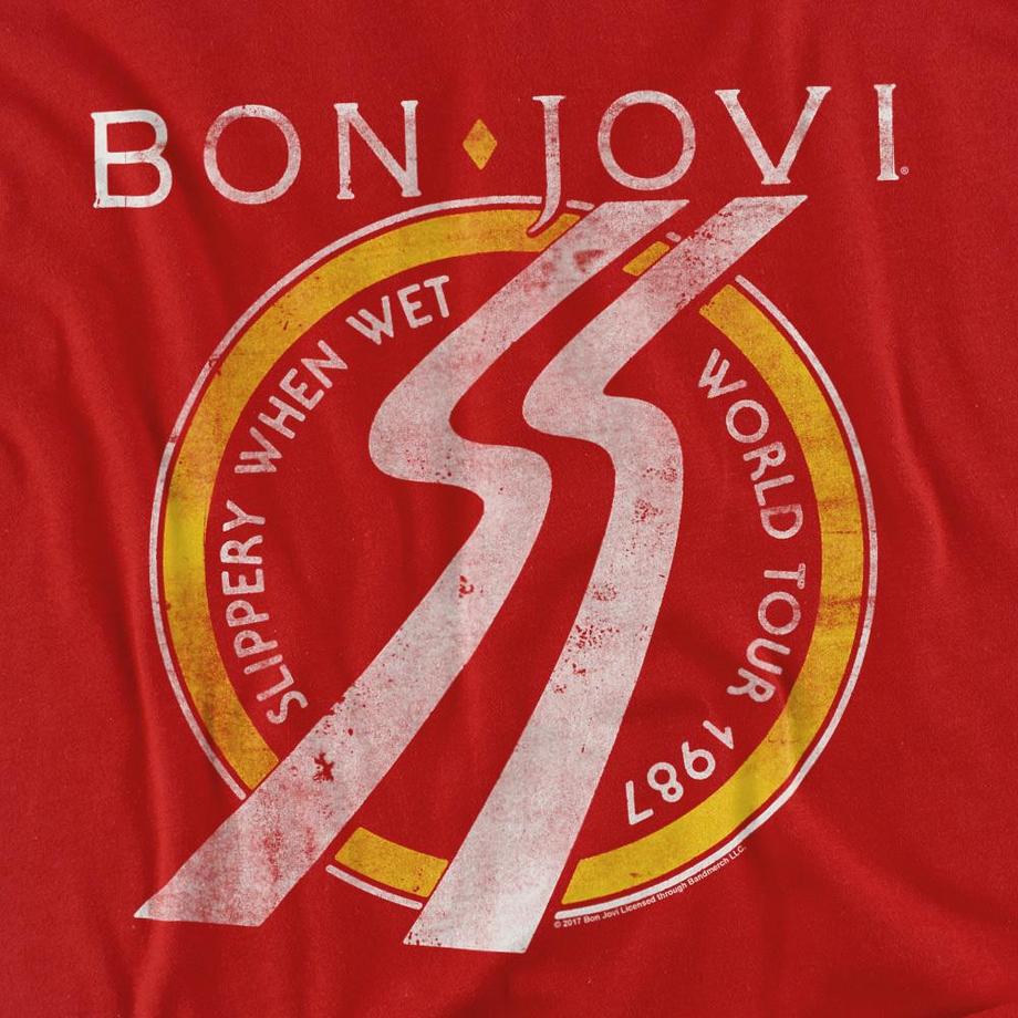 Bon Jovi  Slippery When Wet Maglietta Date Del Tour 