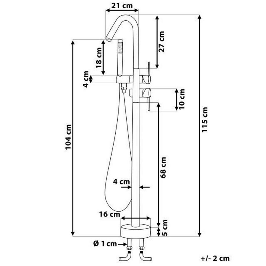 Beliani Freistehende Badewannenarmatur aus Messing Modern VICTORIA  