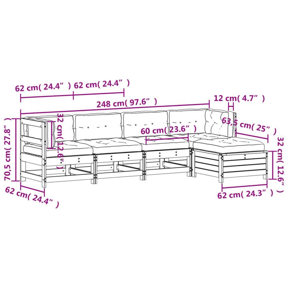 VidaXL set salotto da giardino Legno  