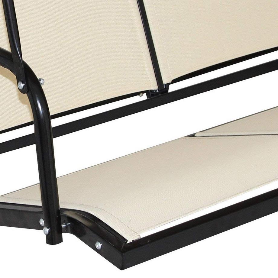 Northix Hollywoodschaukel Gartenschaukel Schaukelbank Gartenliege mit Sonnendach 3-Sitzer-braun  