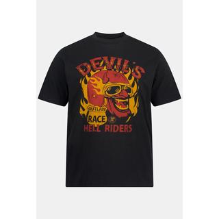 JP1880  T-shirt imprimé Diablo, col rond et manches courtes noir 