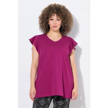 T-shirt dal taglio svasato con volant e scollo a V