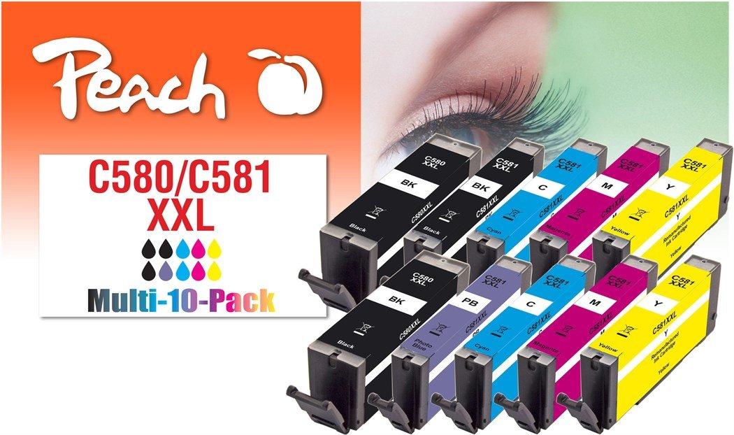 Peach  Tinte Canon 580XXL581XXL,Multi-10-Pack 2xCMYBK1xPBKPB 