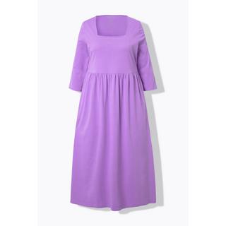 Ulla Popken Jerseykleid A-Linie Carrée-Ausschnitt 3/4-Arm  