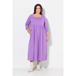 Ulla Popken Jerseykleid A-Linie Carrée-Ausschnitt 3/4-Arm  