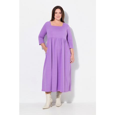 Ulla Popken Jerseykleid A-Linie Carrée-Ausschnitt 3/4-Arm  