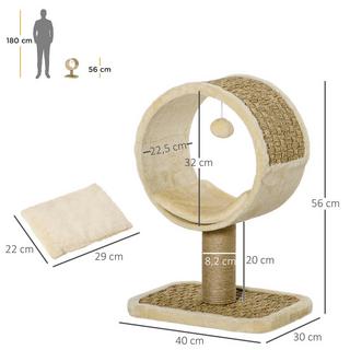 Northio  Tiragraffi Per Gatti Piccolo Ideale Per Un Gatto, Con Tronco Di Iuta E Giocattoli, Albero Rampicante, Kaki+Marrone Chiaro, 40X30X56 Cm 