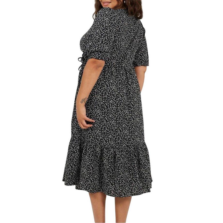 Brave Soul Robe Portefeuille Manches Bouffantes Motiftyle Imprimé Léopard  