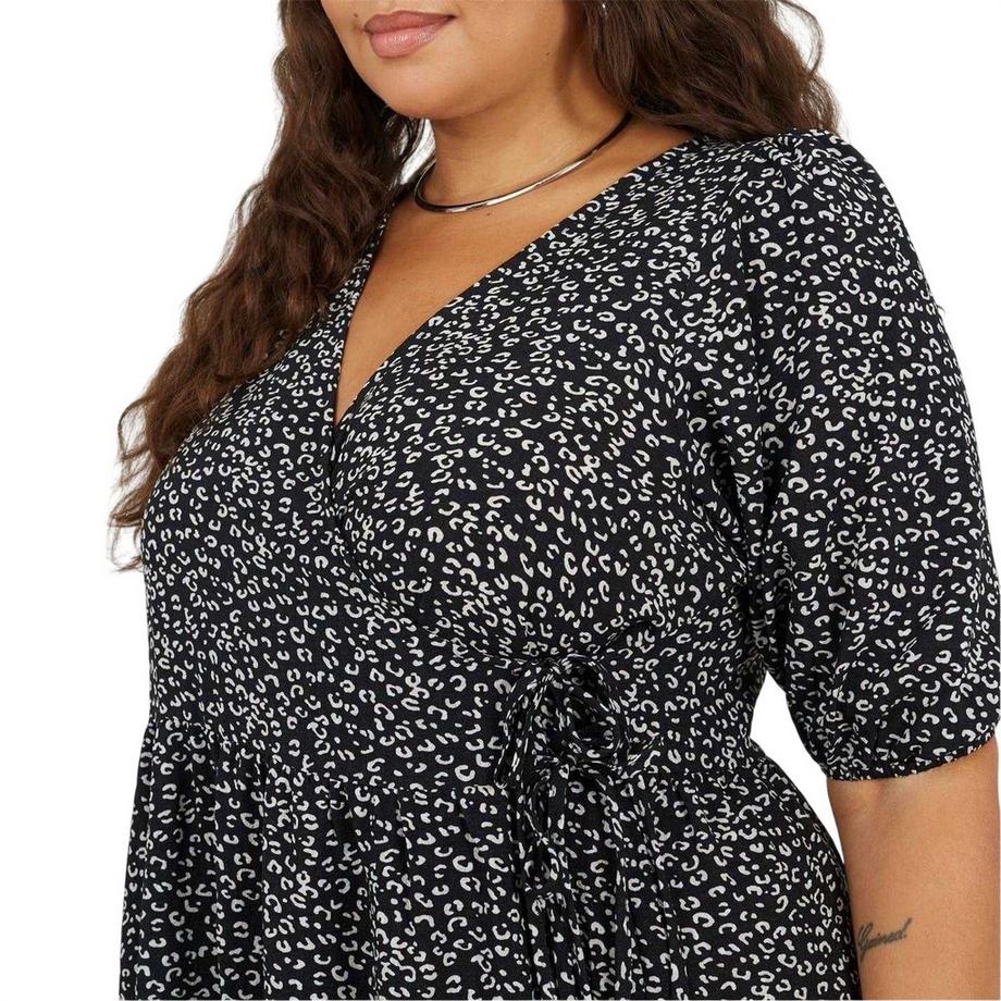 Brave Soul Robe Portefeuille Manches Bouffantes Motiftyle Imprimé Léopard  