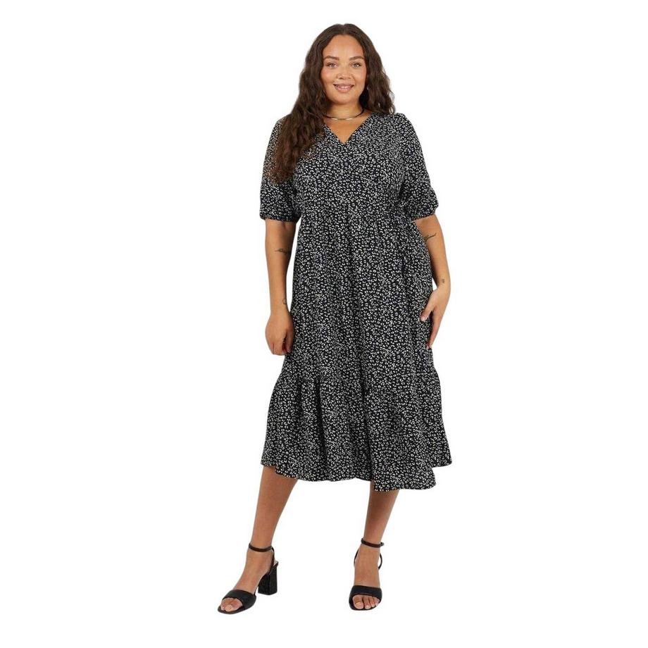 Brave Soul Robe Portefeuille Manches Bouffantes Motiftyle Imprimé Léopard  