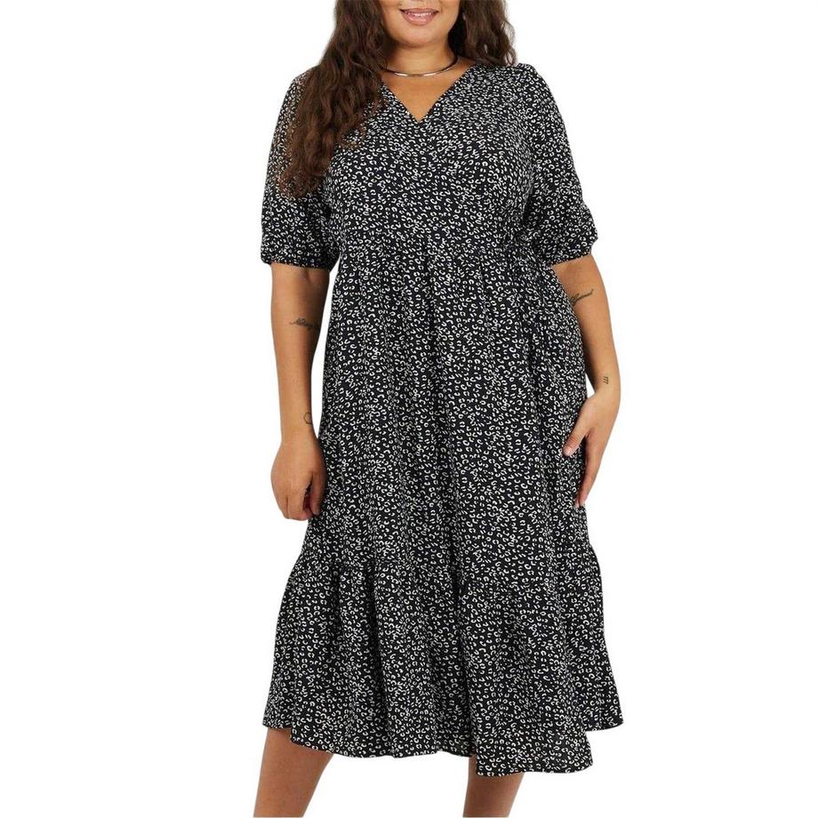 Robe Portefeuille Manches Bouffantes Motiftyle Imprimé Léopard