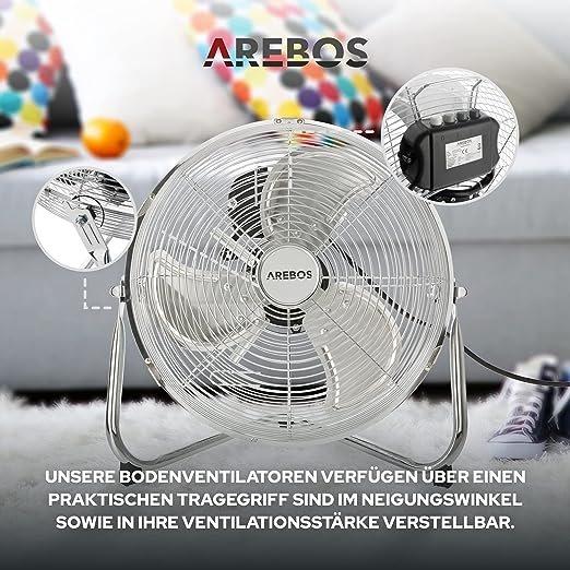 Arebos AREBOS Bodenventilator Windmaschine Lüfter 12 Zoll Ø 30 Hallenlüfter Luftkühler  