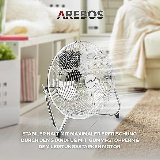 Arebos AREBOS Bodenventilator Windmaschine Lüfter 12 Zoll Ø 30 Hallenlüfter Luftkühler  