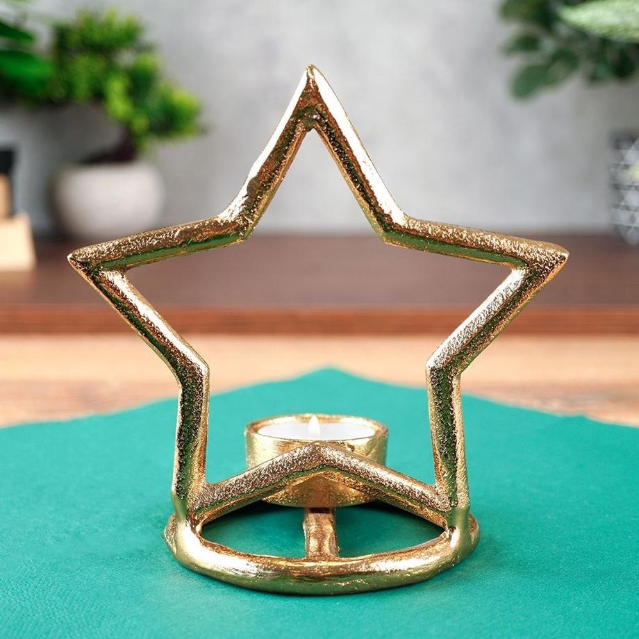 B2X  Sternförmiger Kerzenhalter aus Aluminium für Teelichter 