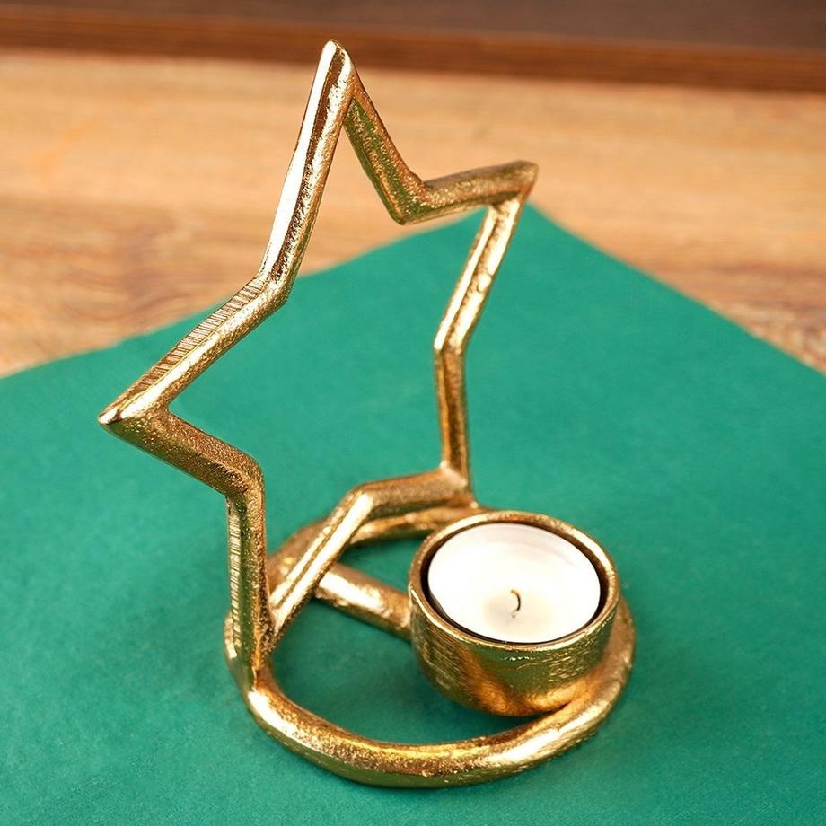 B2X  Sternförmiger Kerzenhalter aus Aluminium für Teelichter 