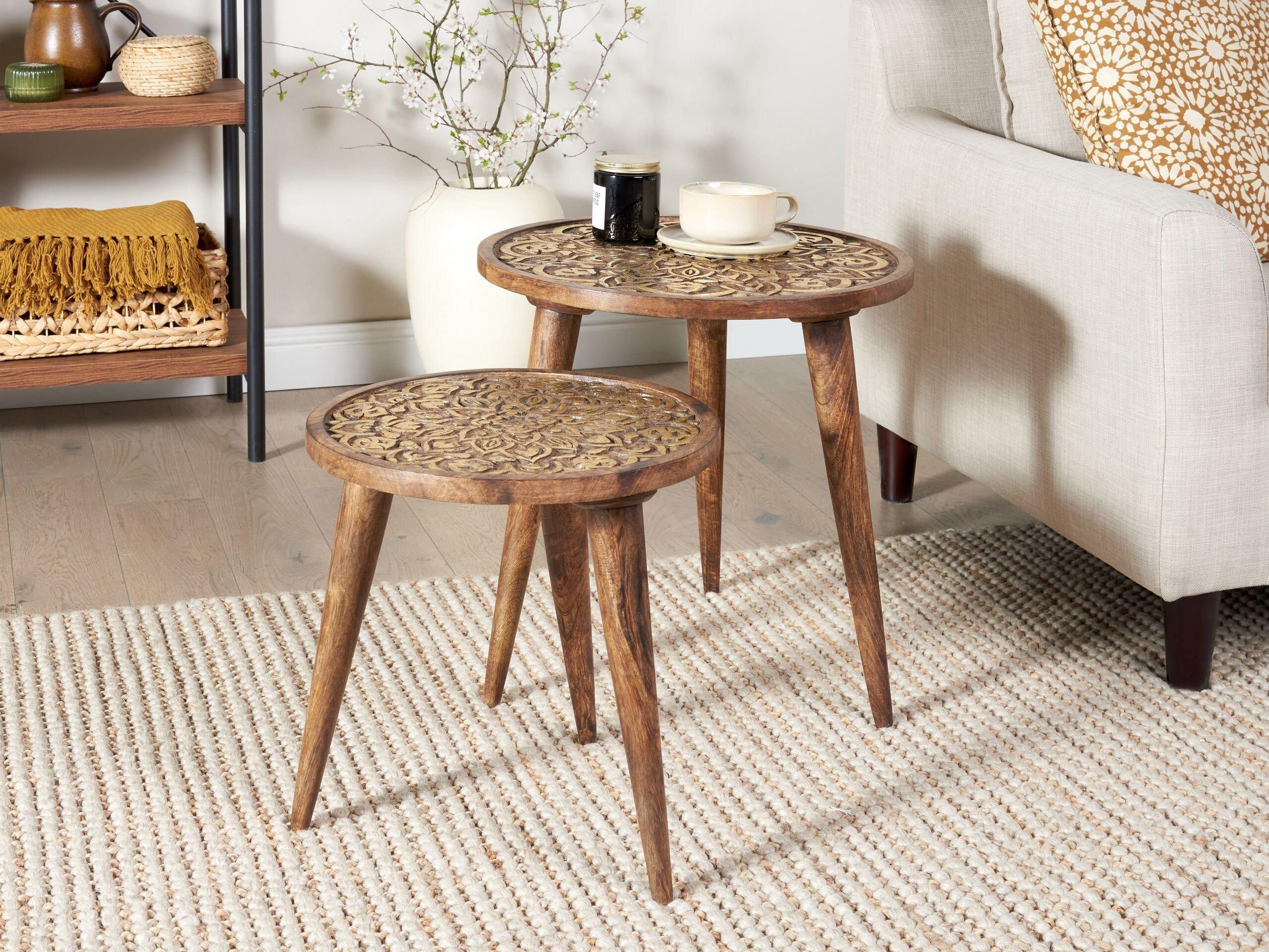 Beliani Set di 2 tavolini en Legno di mango Classico RANJA  