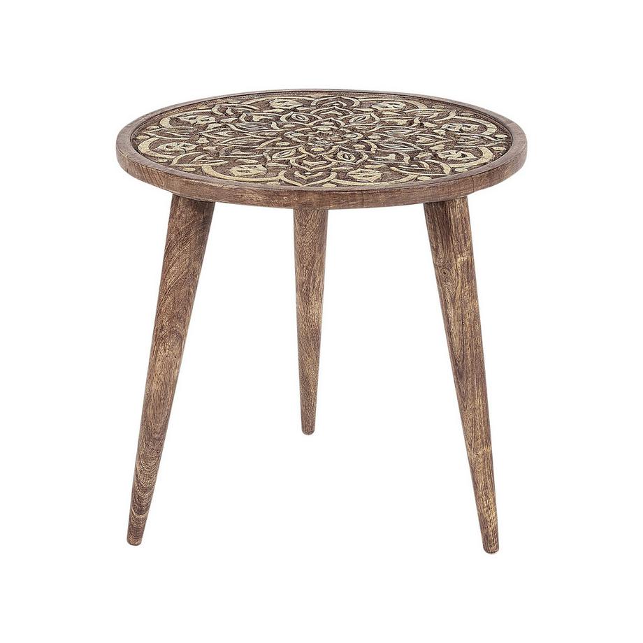 Beliani Lot de 2 tables d'appoint en Manguier Traditionnel RANJA  