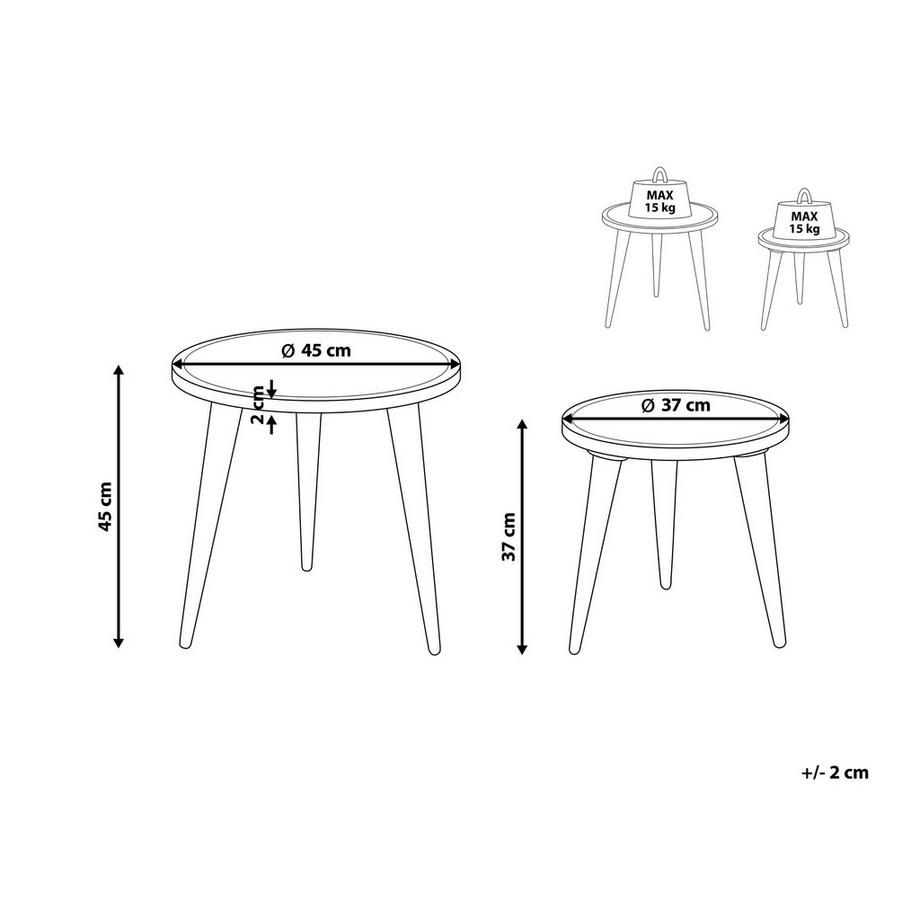 Beliani Lot de 2 tables d'appoint en Manguier Traditionnel RANJA  