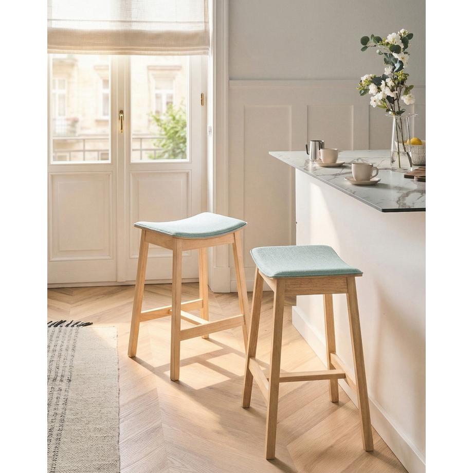 Beliani Lot de 2 tabourets de bar en Bois d'hévéa Minimaliste DIXON  