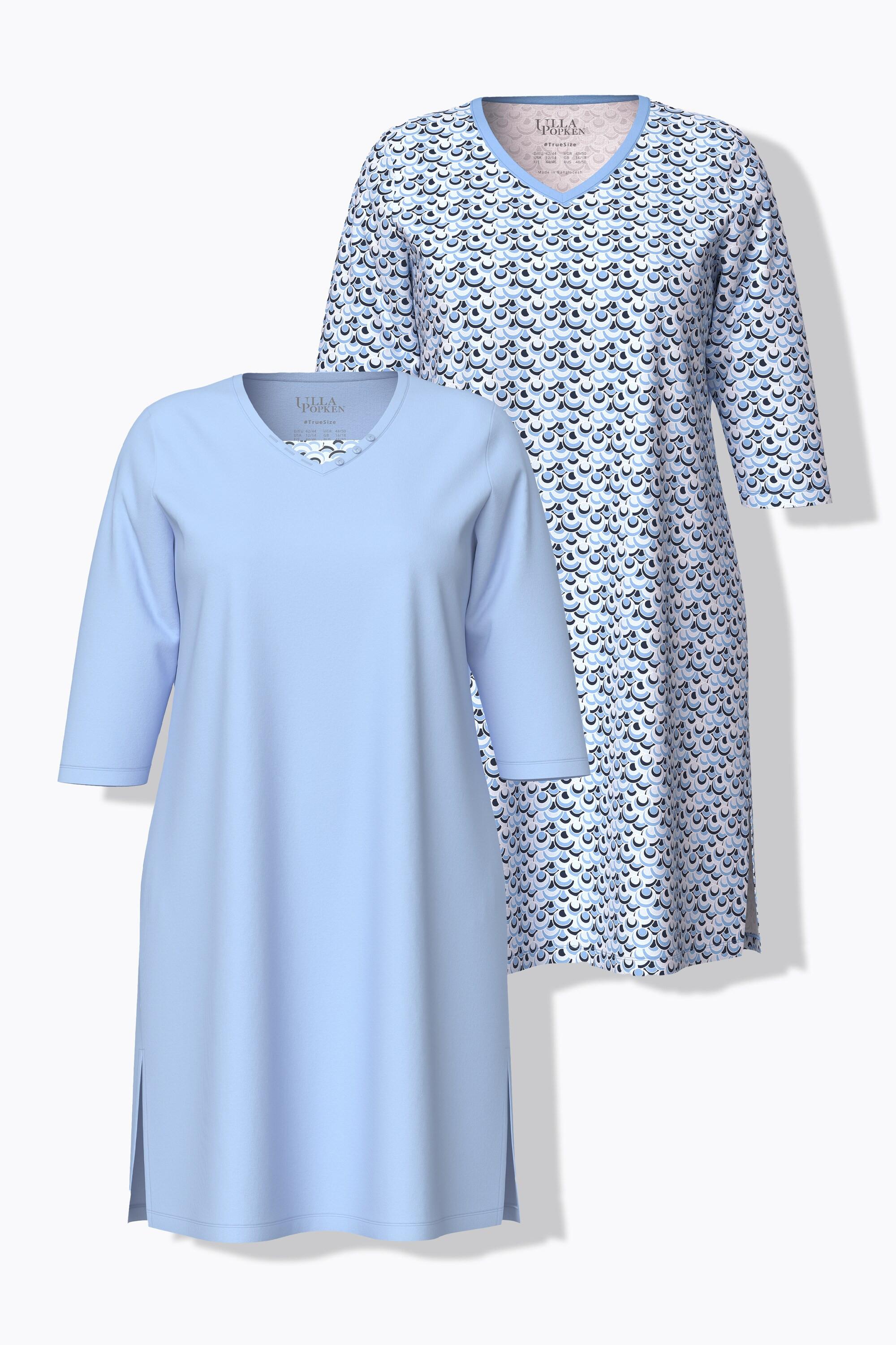 Ulla Popken Chemise de nuit Lot de 2 Col V Manches Longues  