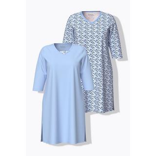 Ulla Popken Chemise de nuit Lot de 2 Col V Manches Longues  